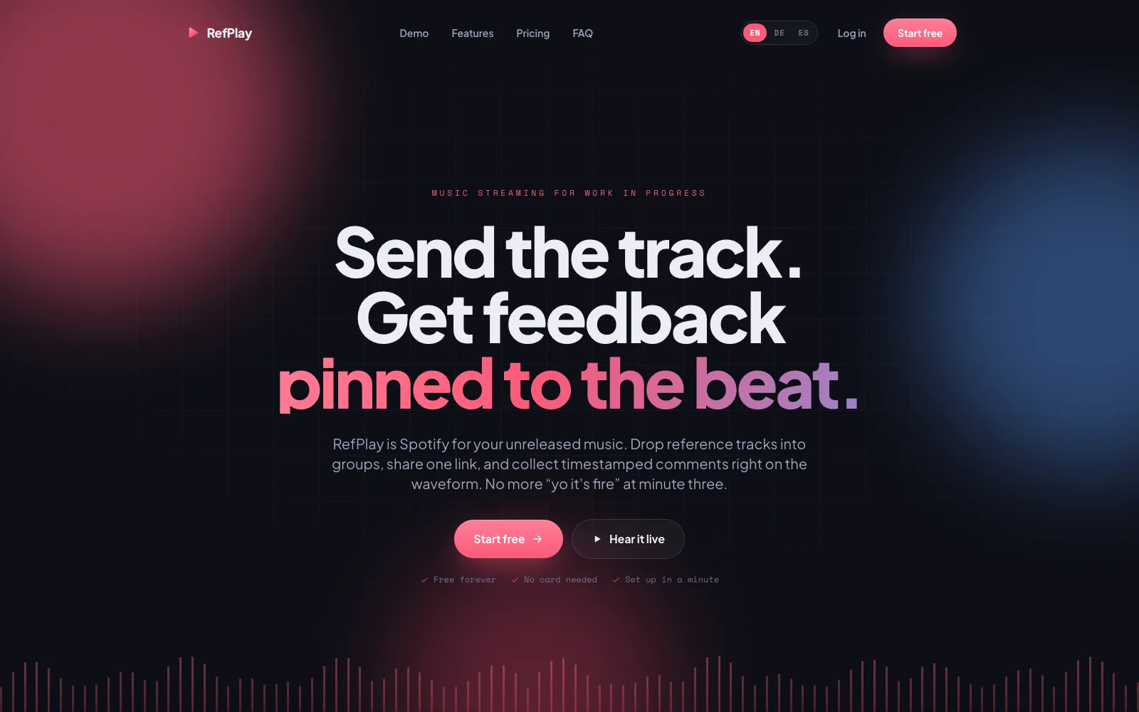 RefPlay: Screenshot der Website